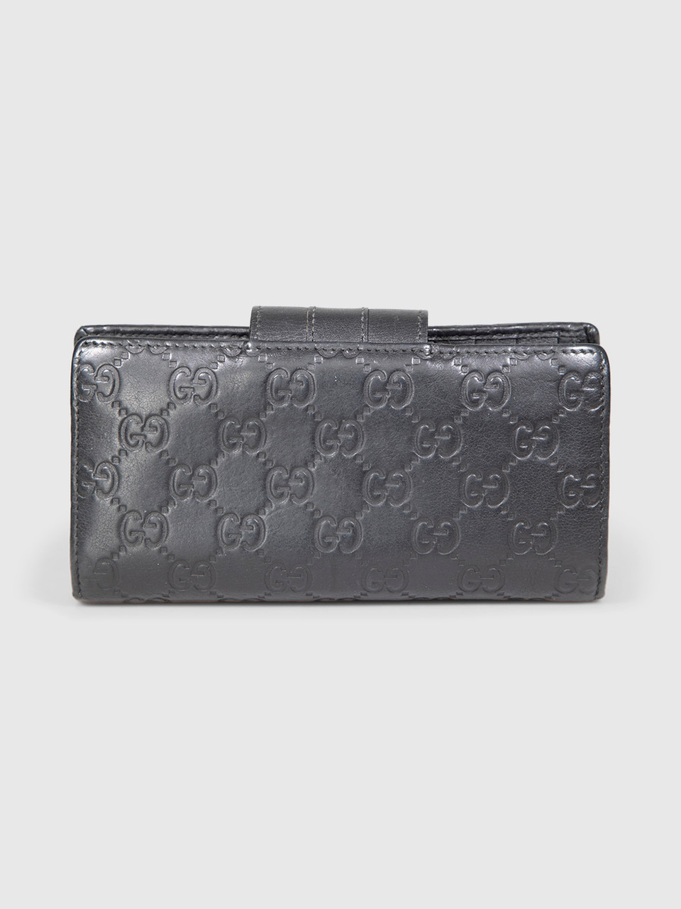 Gucci Black Leather Embossed Monogram Wallet