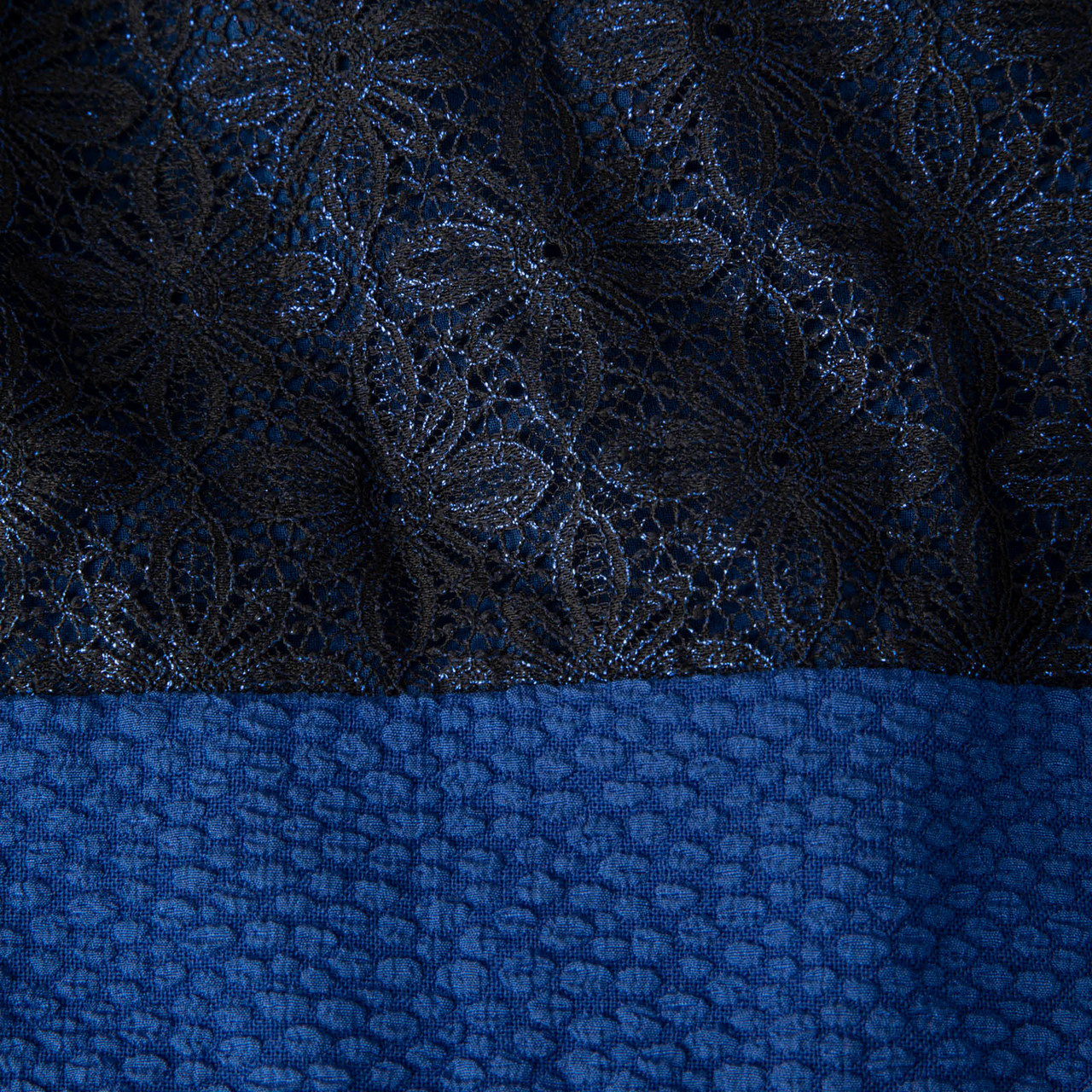 Sandro Blue Metallic Lace Panel Mini Dress