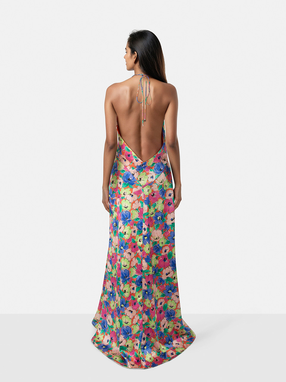 Rotate Floral Print Halterneck Maxi Dress