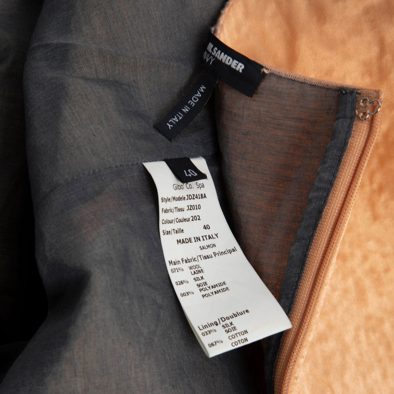 Jil Sander Jil Sander Navy Coral Wool Knee Length Dress