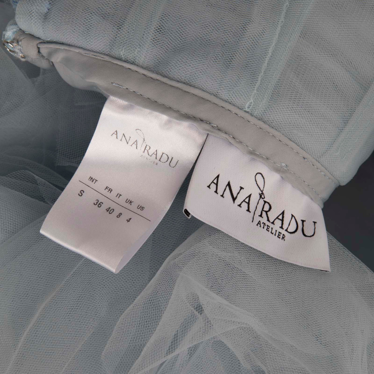 Ana Radu Blue Tulle Off-Shoulder Dress