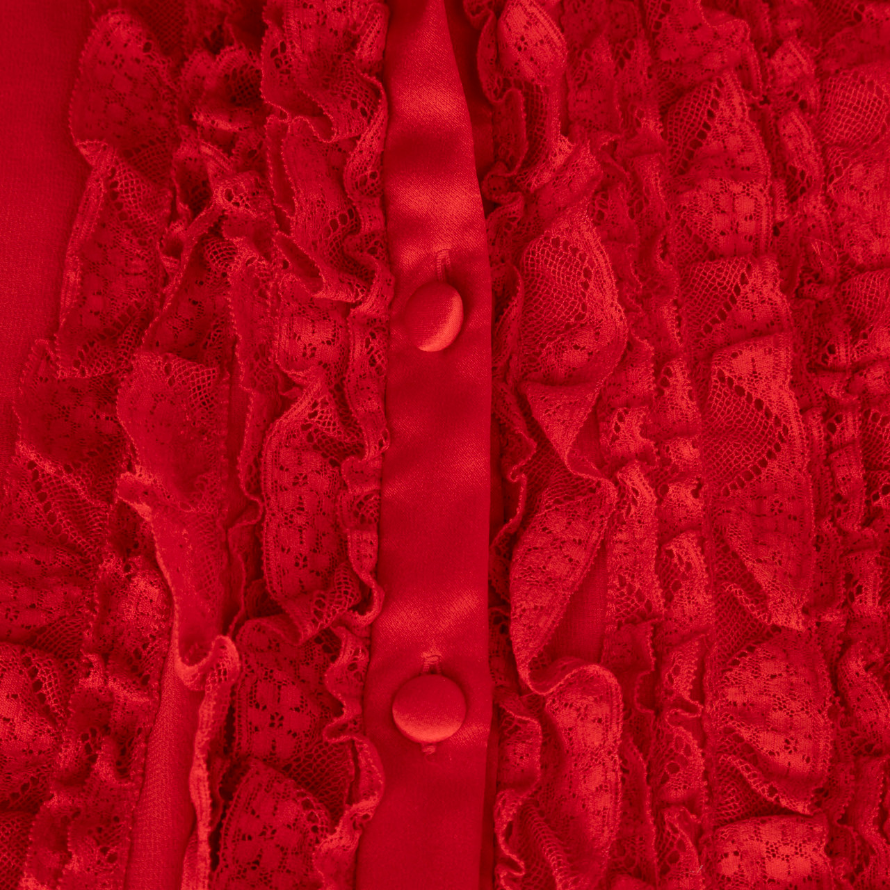 Valentino Garavani Red Sleeveless Lace Ruffle Trim Dress