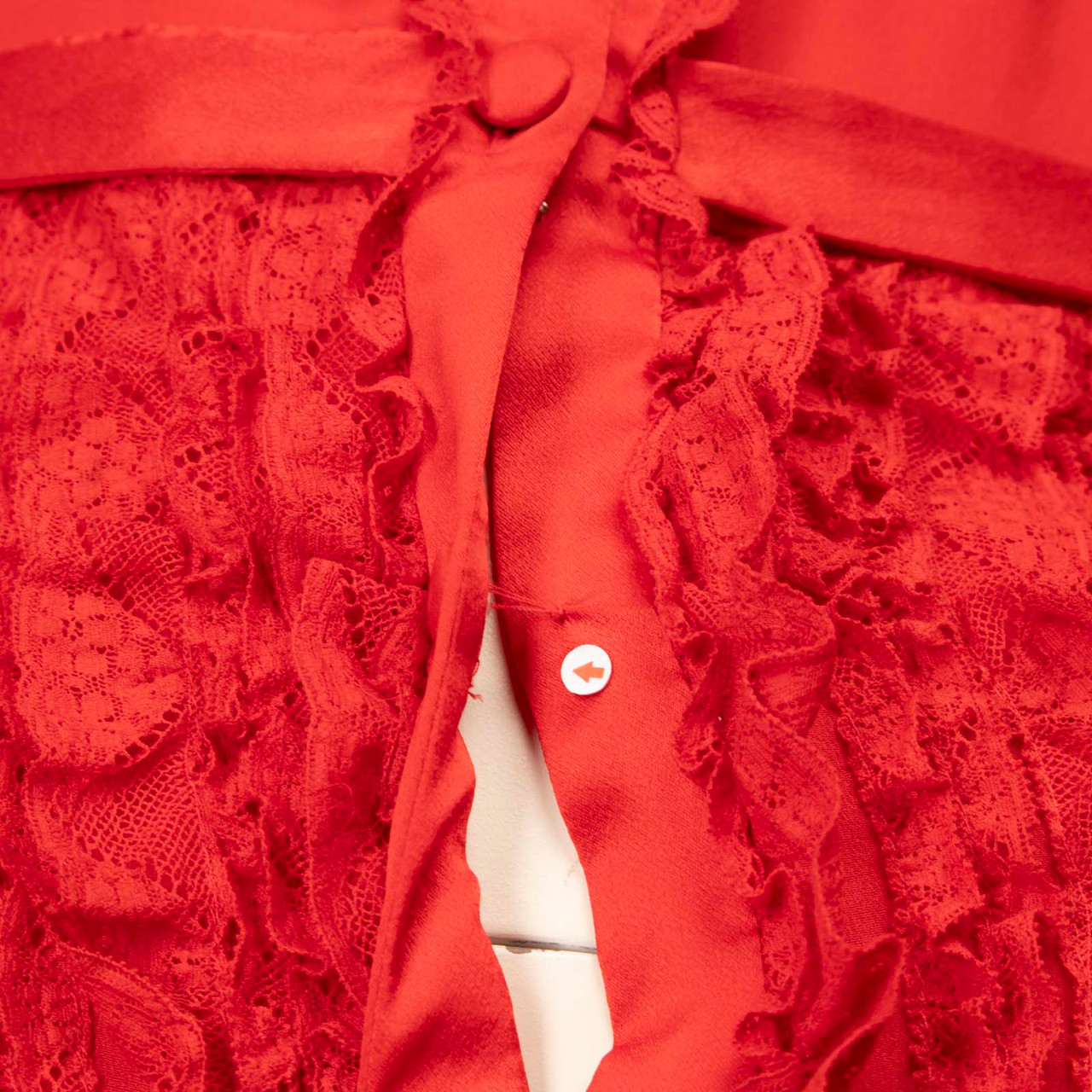 Valentino Garavani Red Sleeveless Lace Ruffle Trim Dress