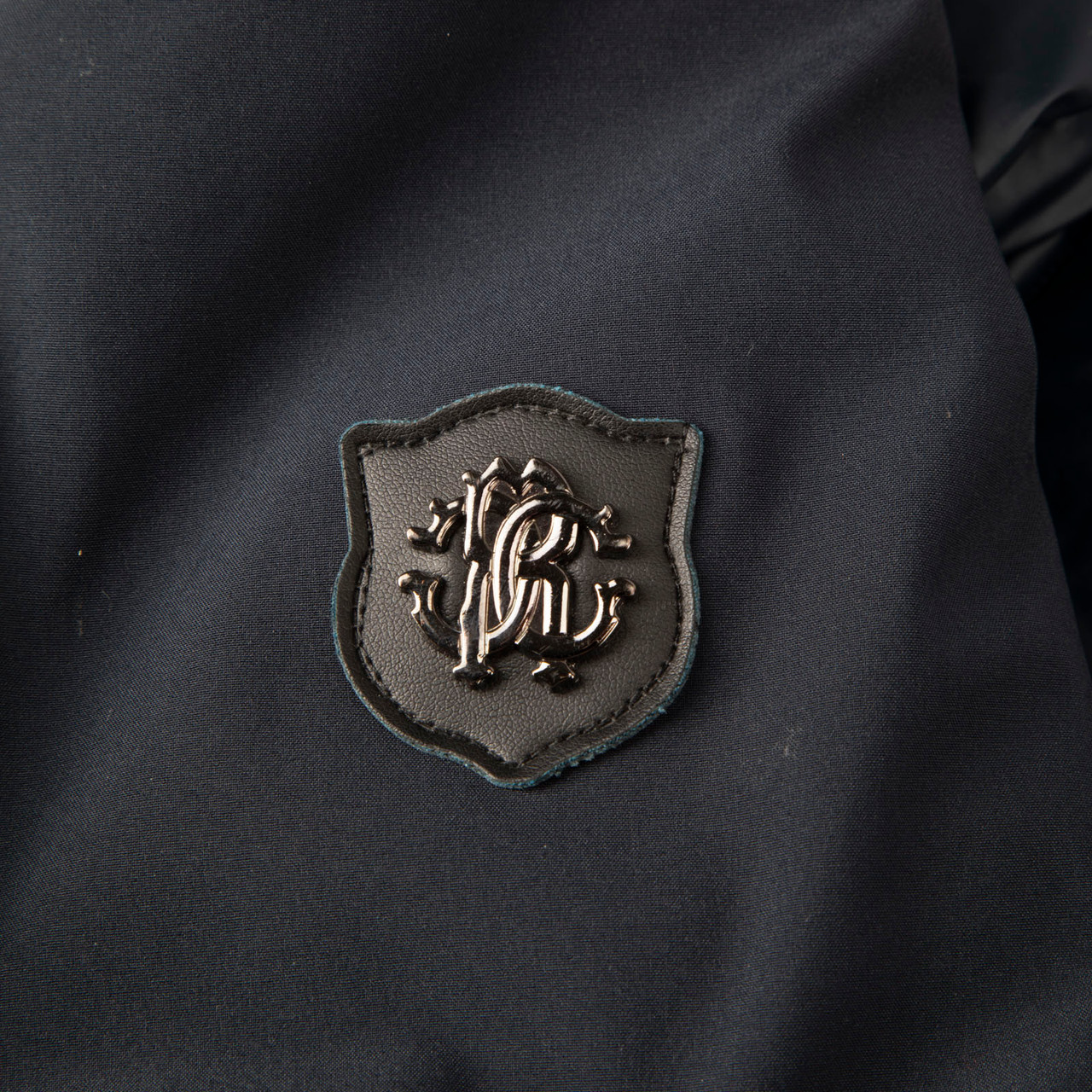 Roberto Cavalli Navy Hooded Puffer Coat