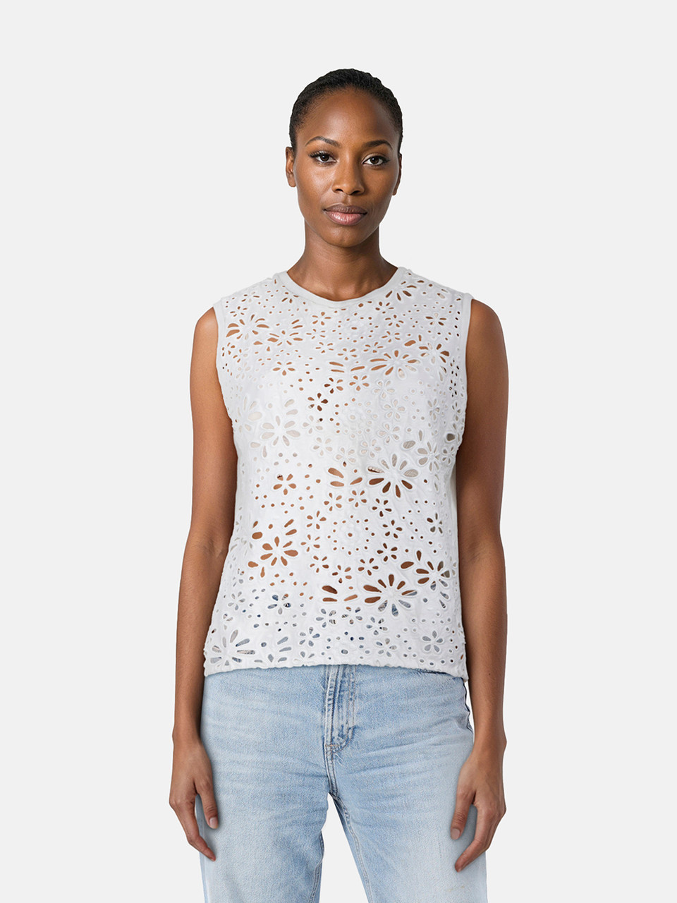 Prada White Daisy Lace Vest Top