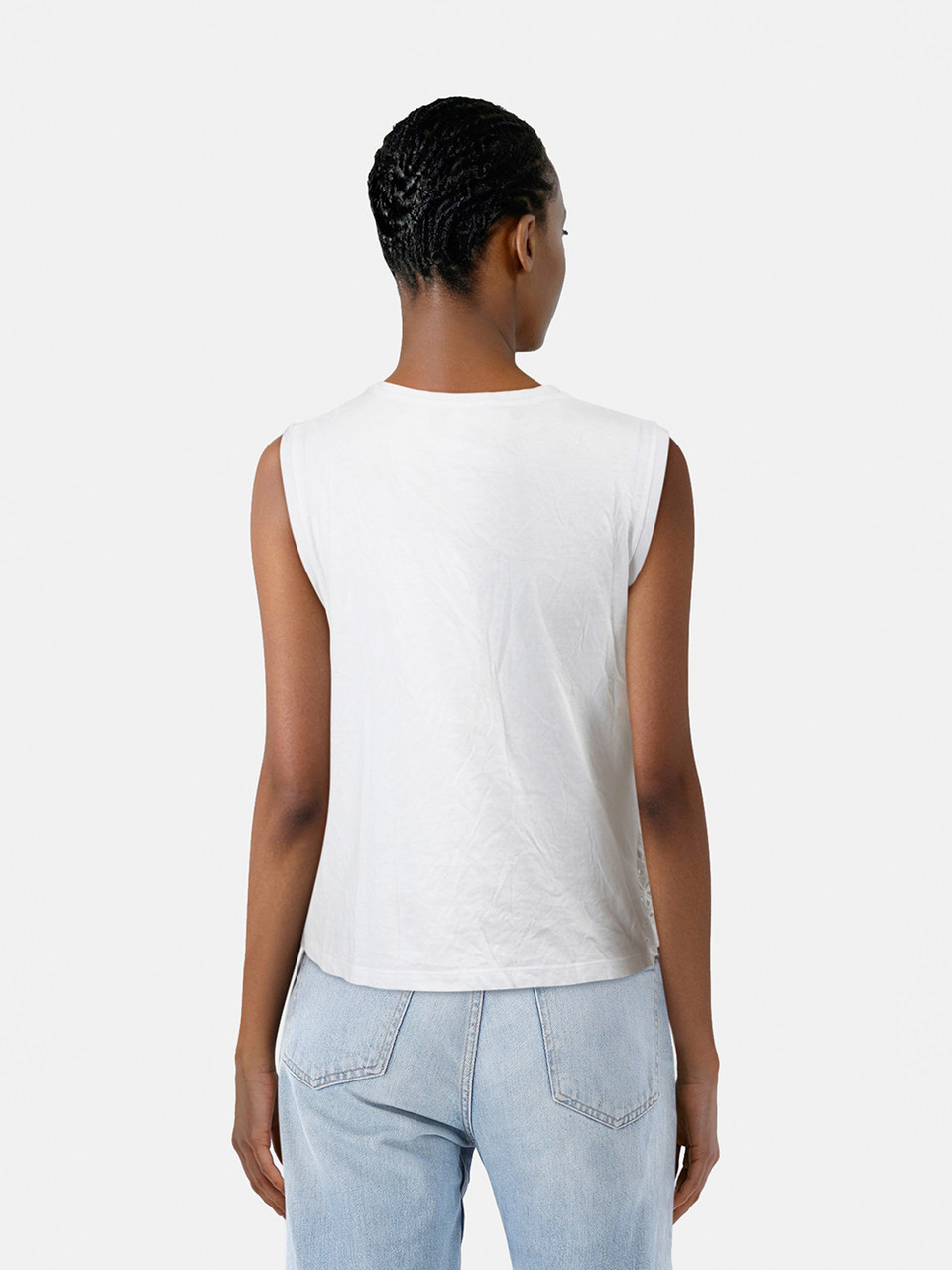 Prada White Daisy Lace Vest Top