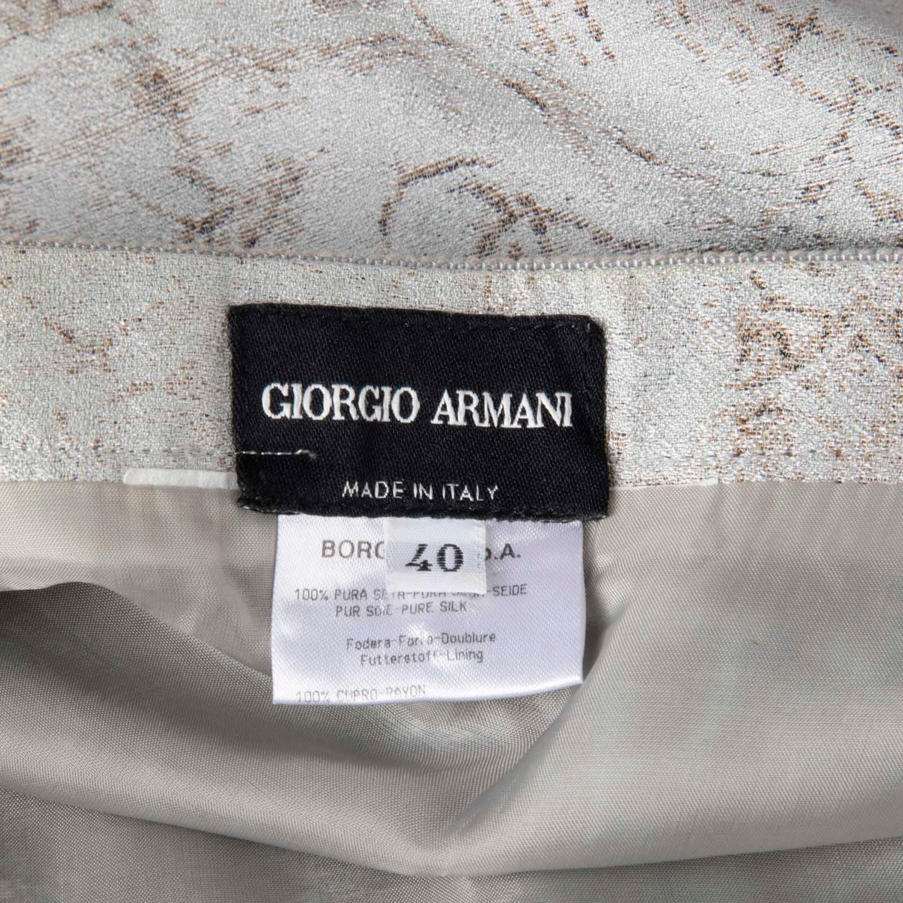 Giorgio Armani Grey Silk Abstract Knee Length Skirt