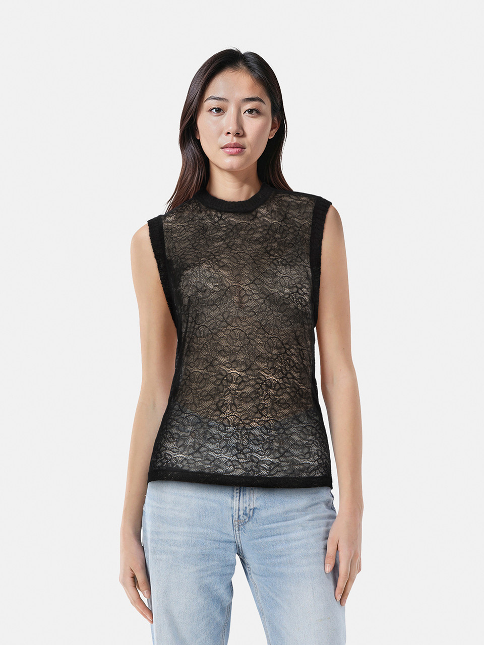 Dolce & Gabbana Black Floral Mesh Vest