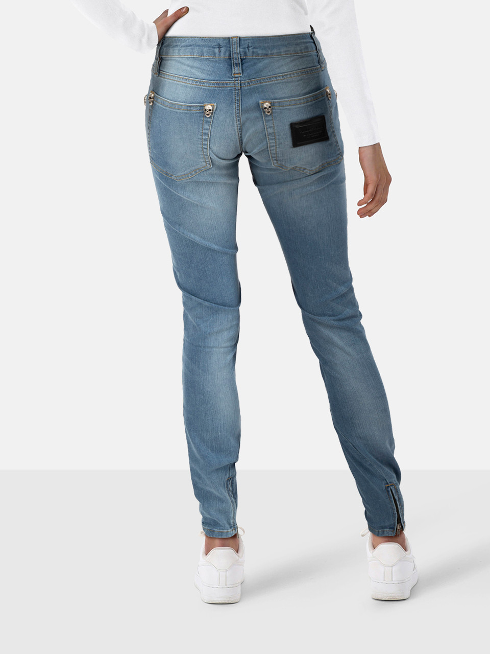 Philipp Plein Blue Denim Skill Detail Skinny Jeans