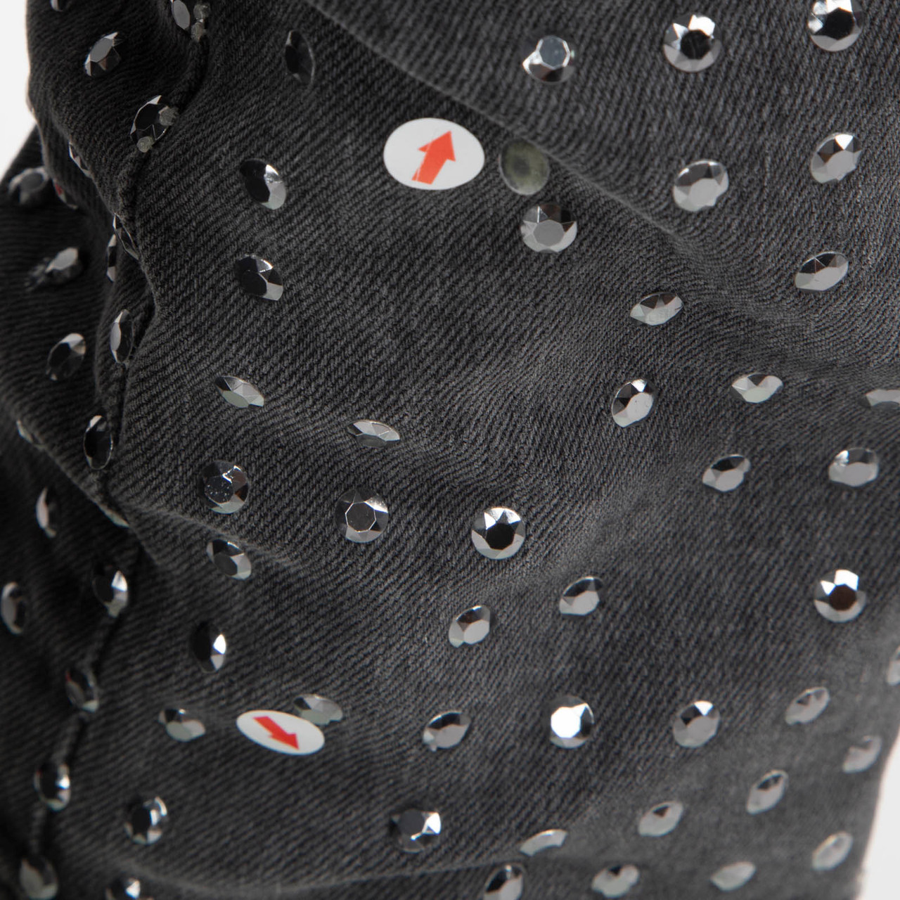 Philipp Plein Grey Rhinestone & Skull Skinny Jeans