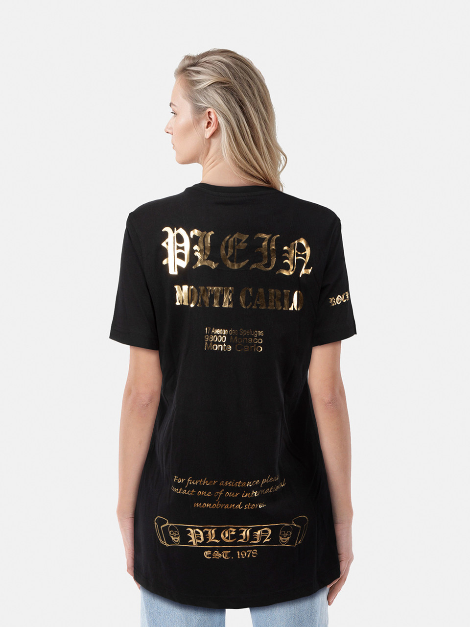 Philipp Plein Black & Gold Skull Print T-Shirt