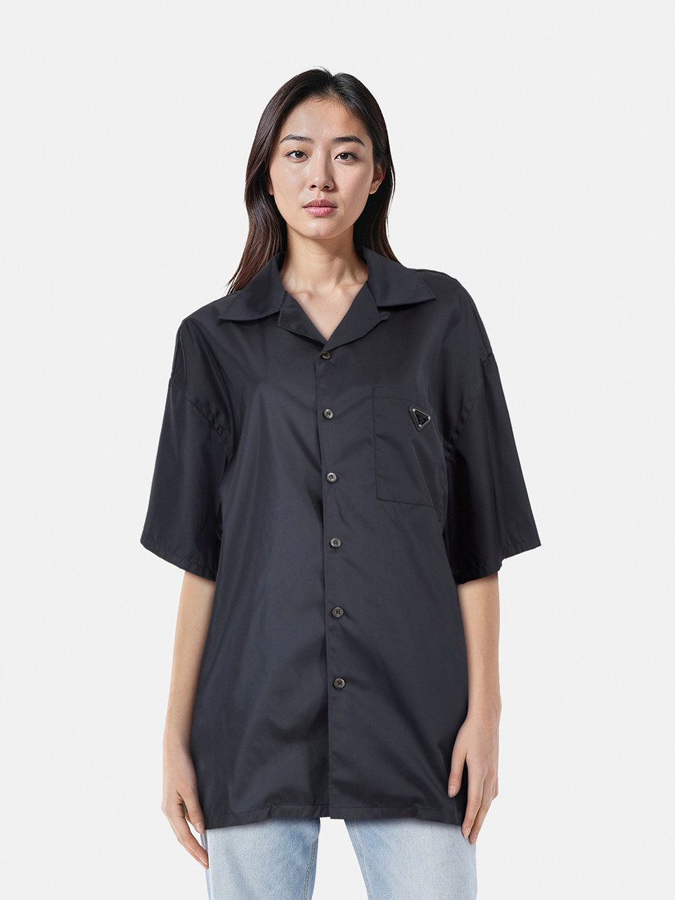 Prada Navy Boxy Fit Short Sleeve Shirt