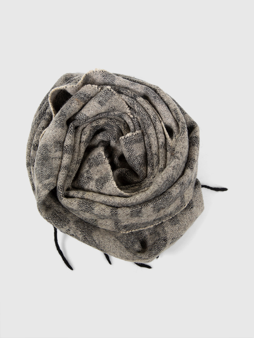 Fendi Grey Wool Zucca FF Fringed Scarf