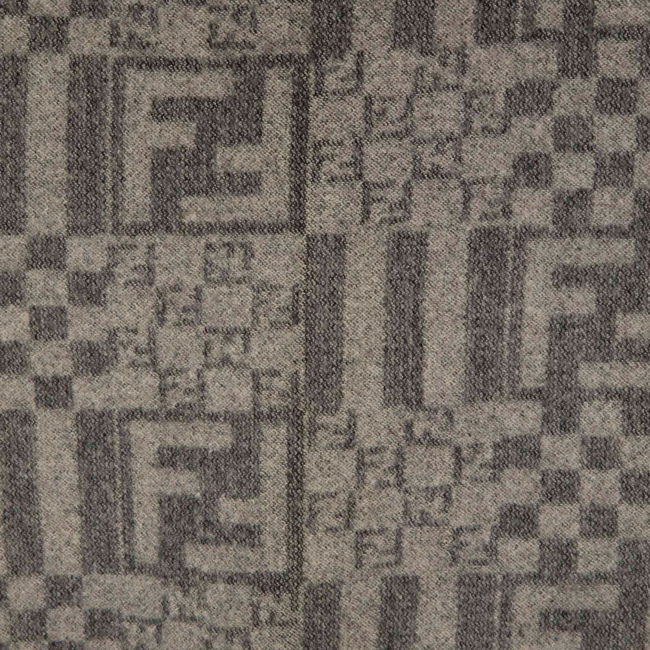 Fendi Grey Wool Zucca FF Fringed Scarf