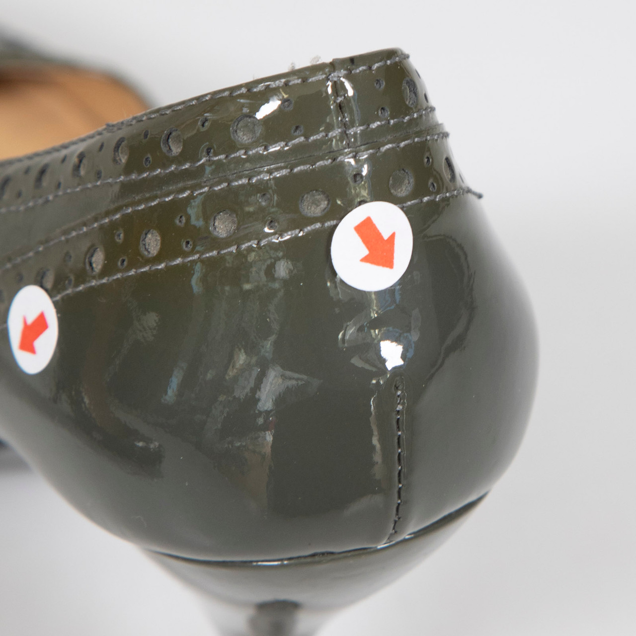 Miu Miu Khaki Patent Broderie Pumps