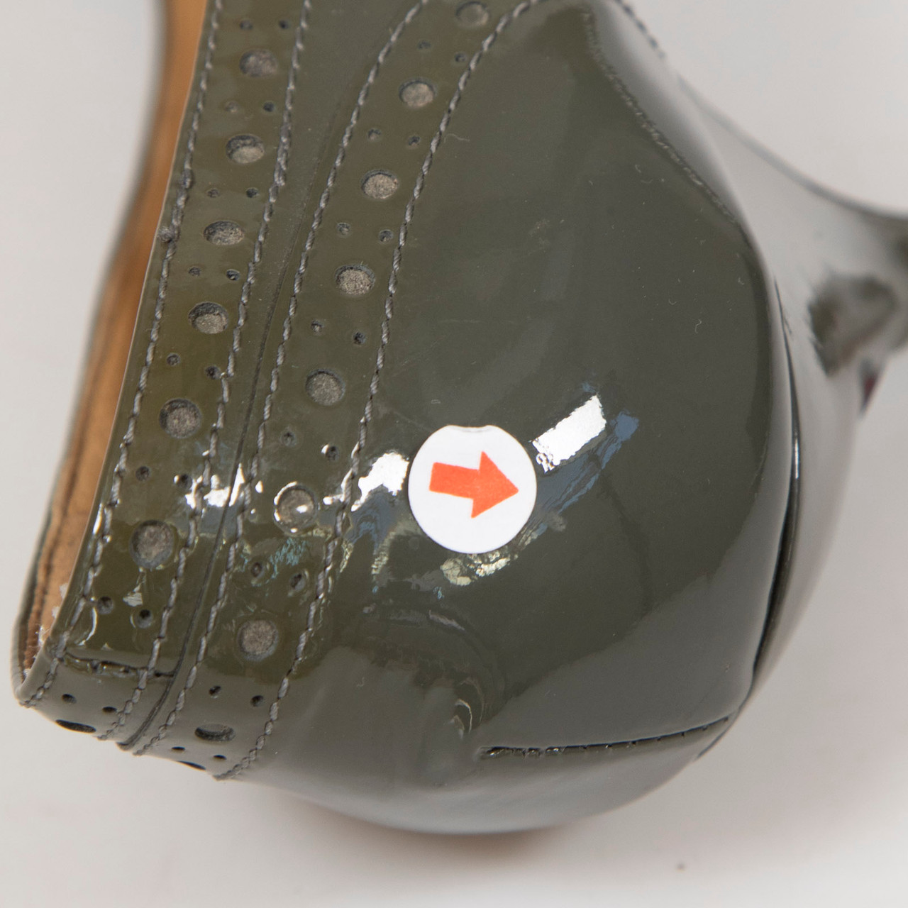 Miu Miu Khaki Patent Broderie Pumps