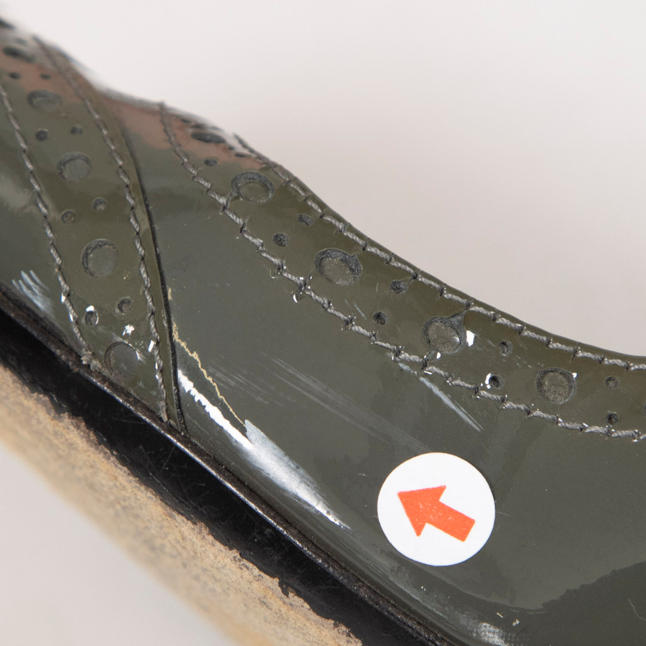 Miu Miu Khaki Patent Broderie Pumps