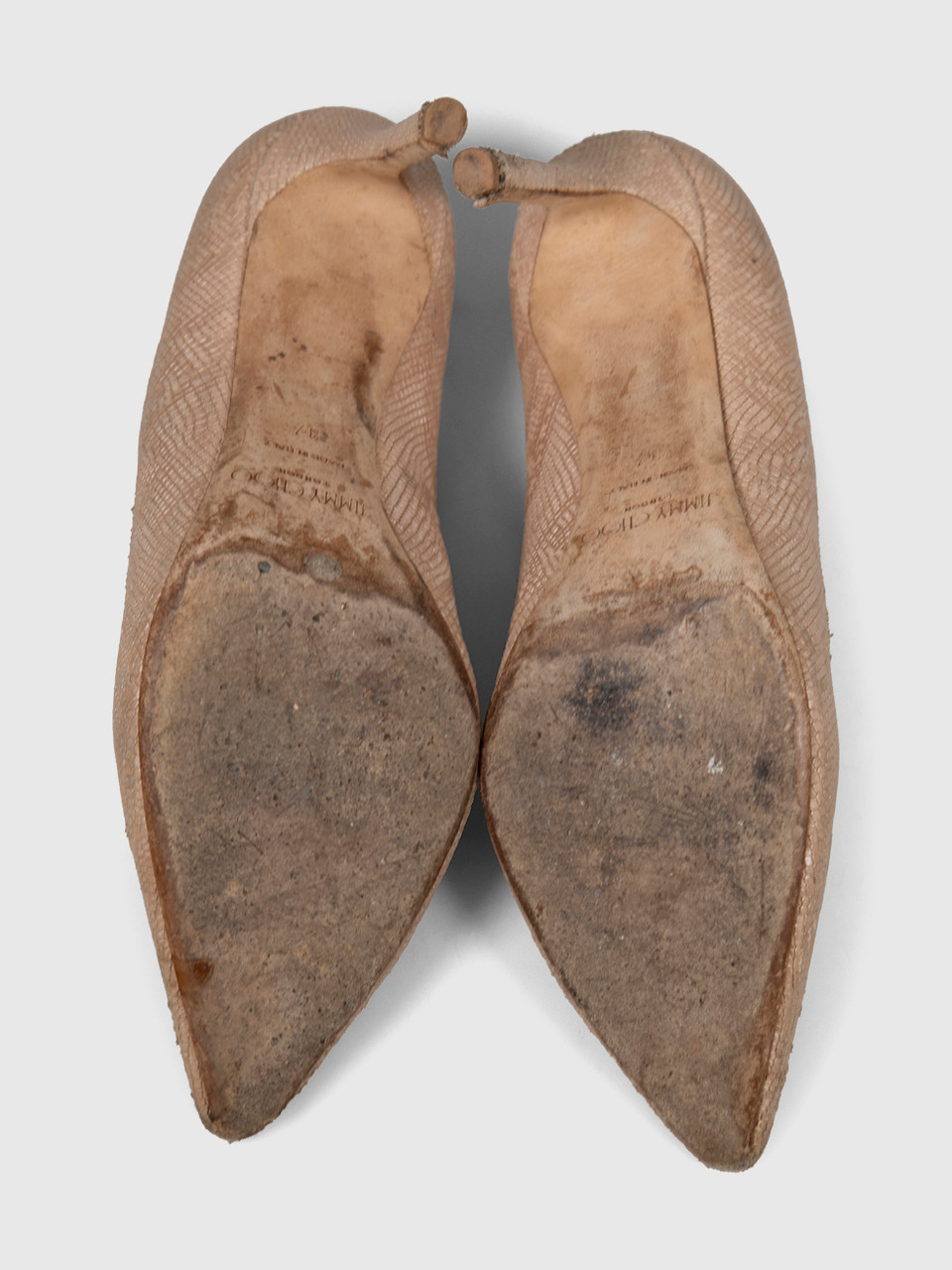 Jimmy Choo Beige Snake Embossed Pumps