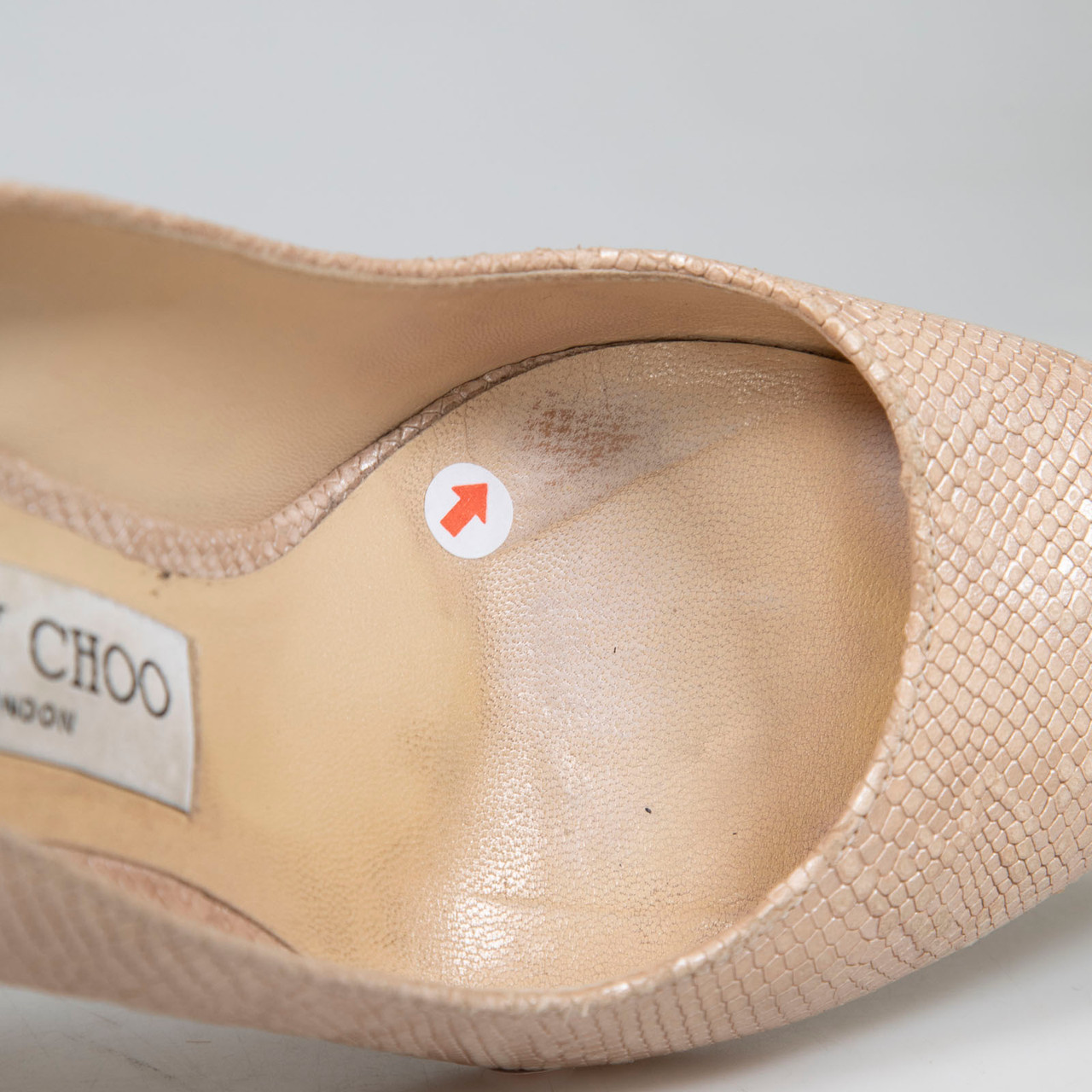 Jimmy Choo Beige Snake Embossed Pumps