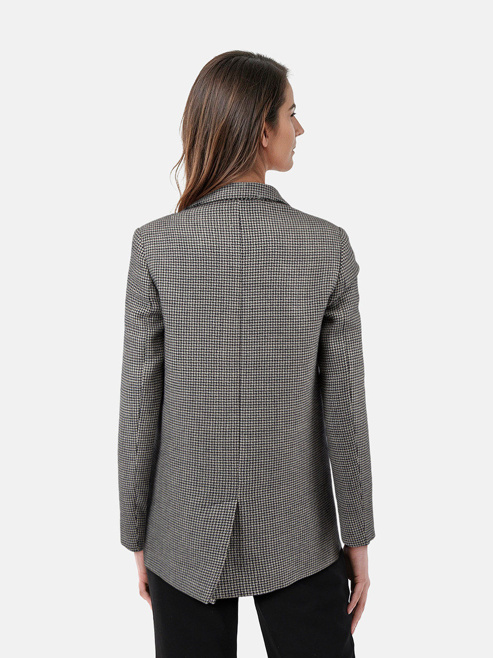 Stella McCartney Black & White Houndstooth Wool Coat