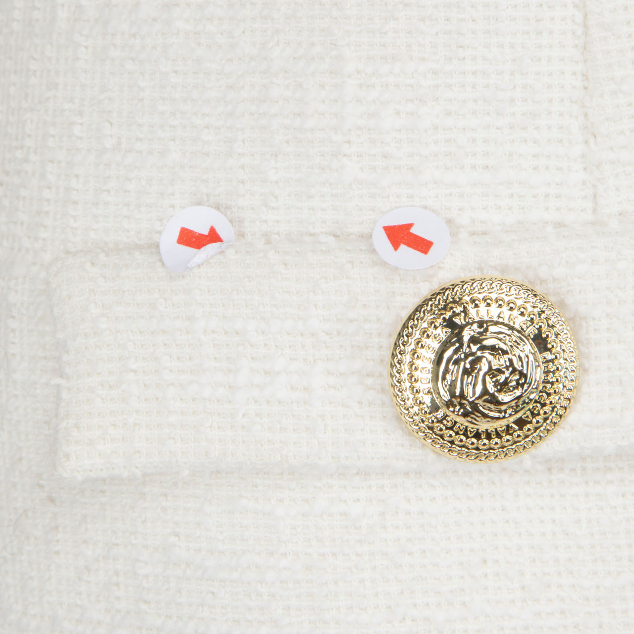 Rebecca Vallance White Tweed Gold Buttons Dress