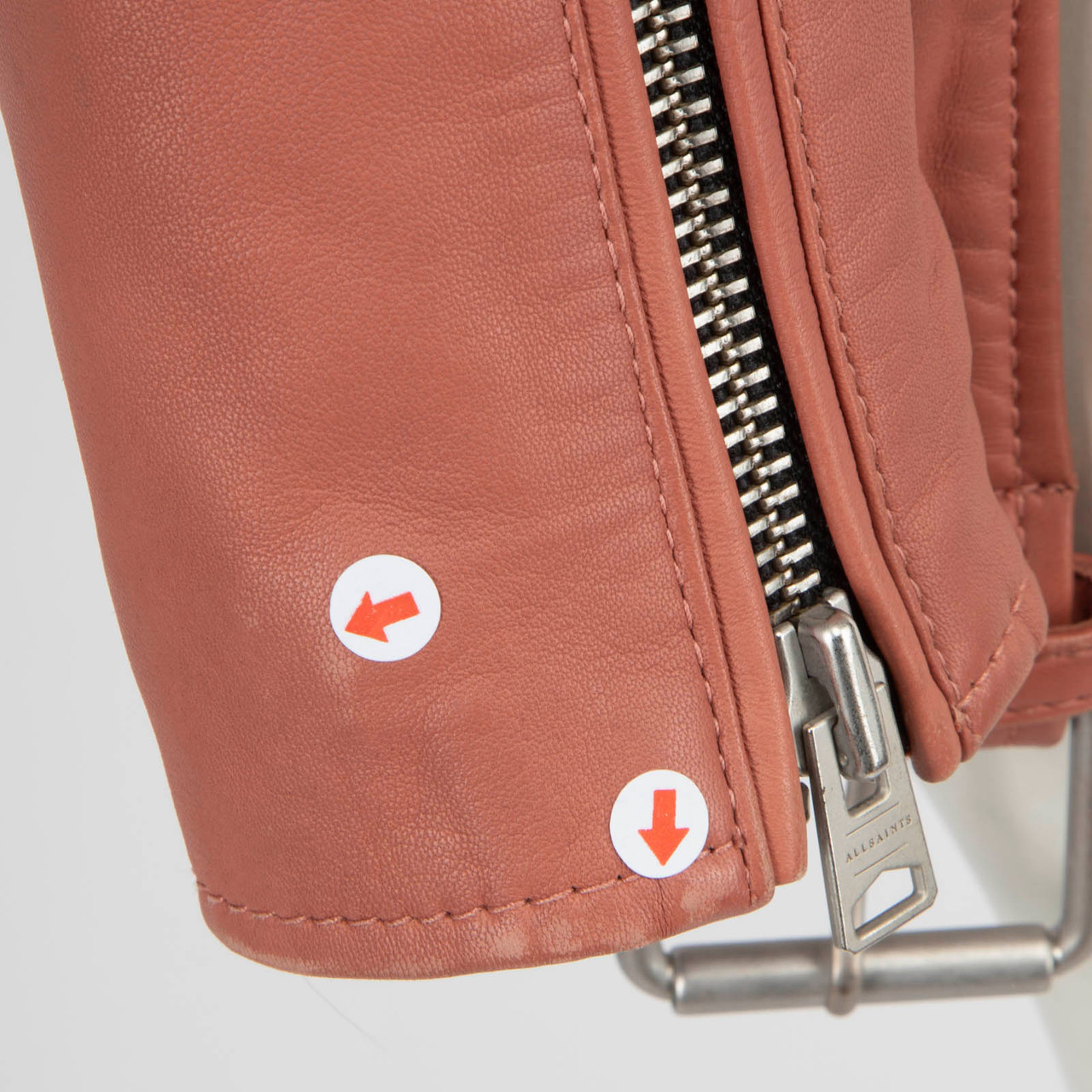 All Saints Terracotta Leather Balfern Biker Jacket