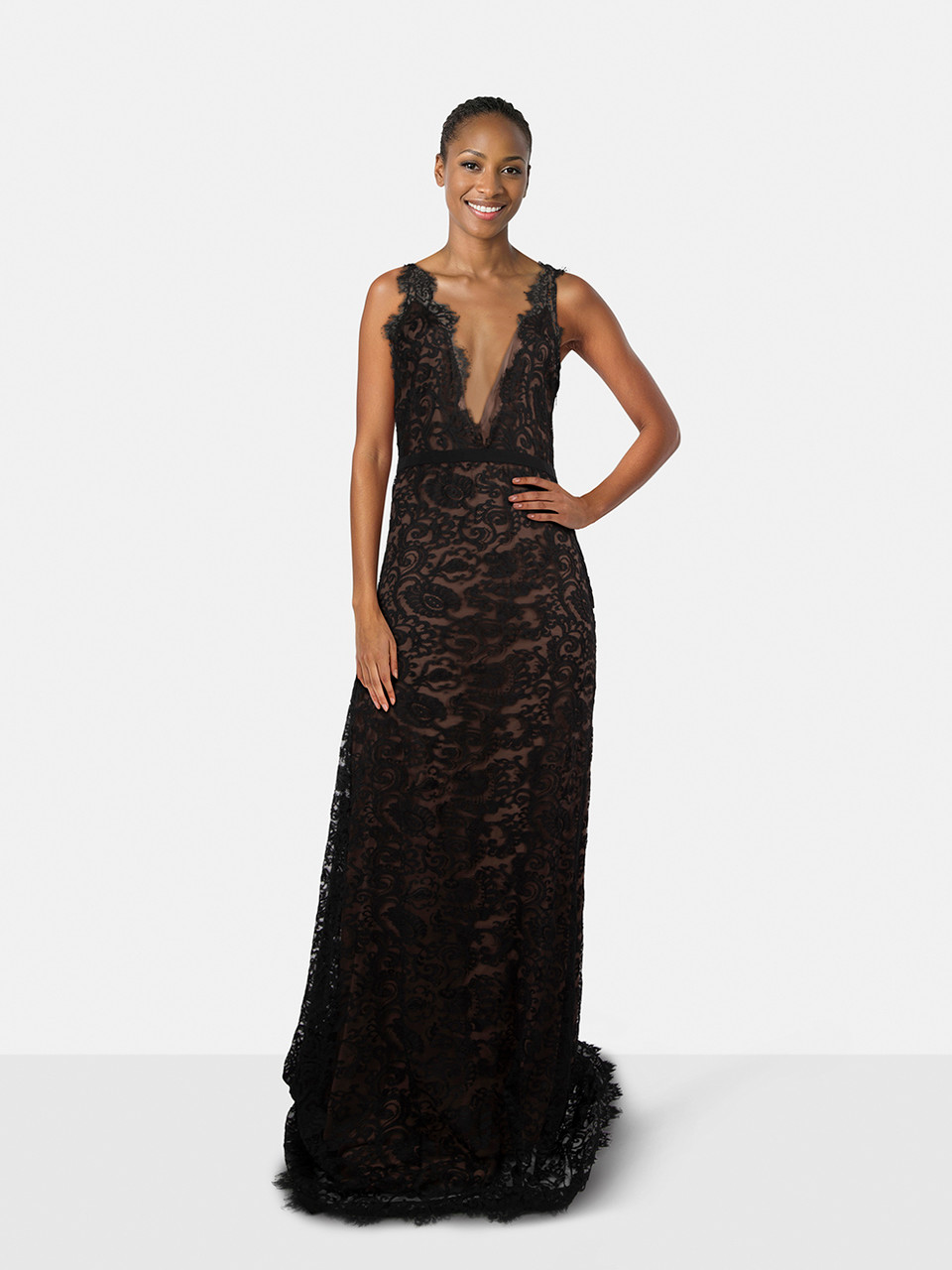 Gucci Black Lace Sheer Maxi Gown