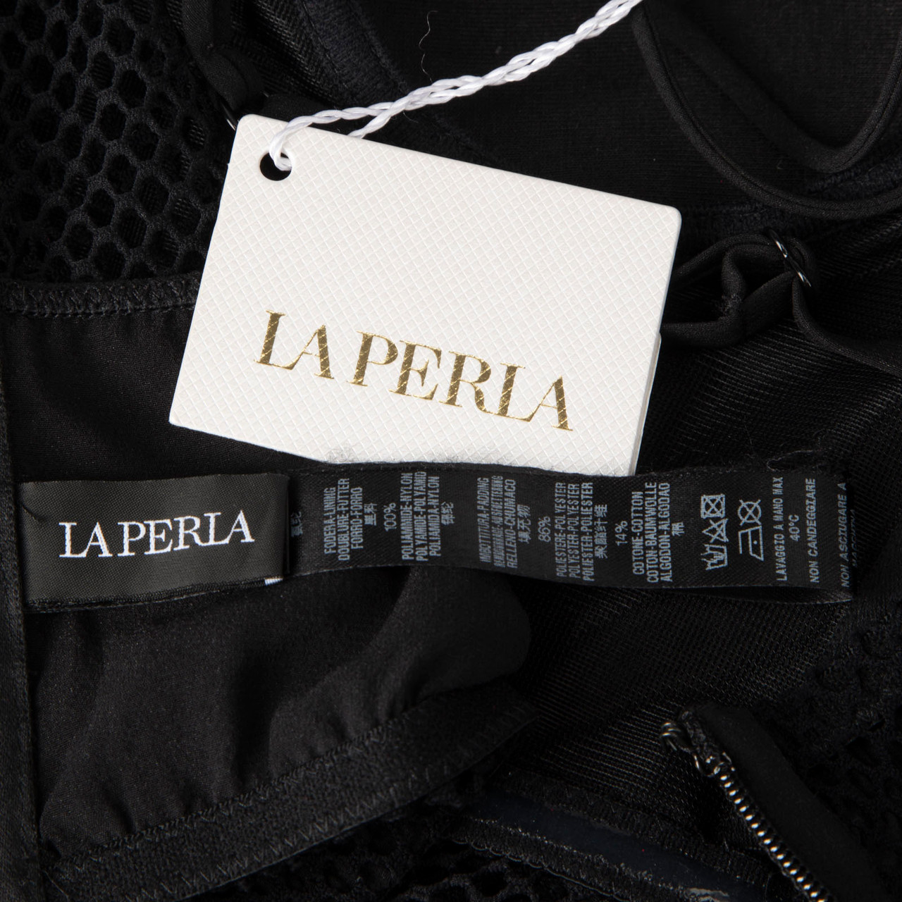 La Perla Black Sheer Embellished Bustier Top