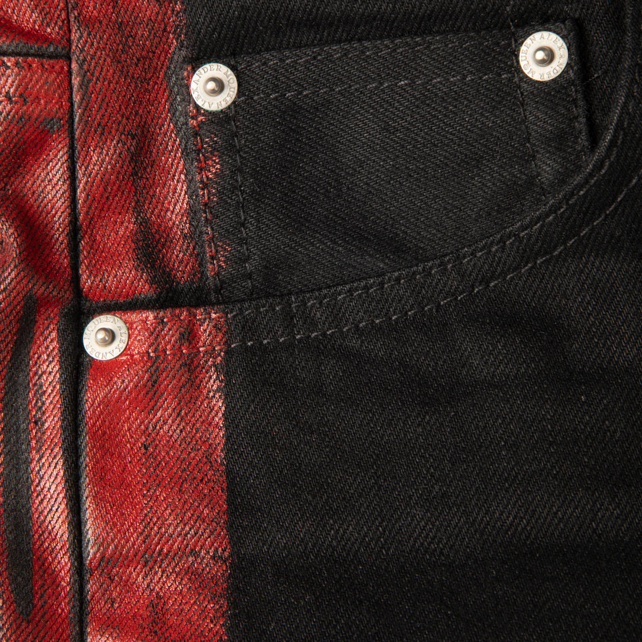 Alexander McQueen Black & Red Stripe Skinny Jeans