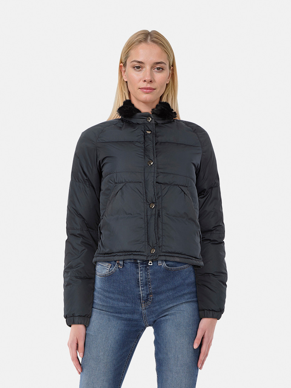 Prada Navy Mink Fur Trim Embellished Elbow Coat