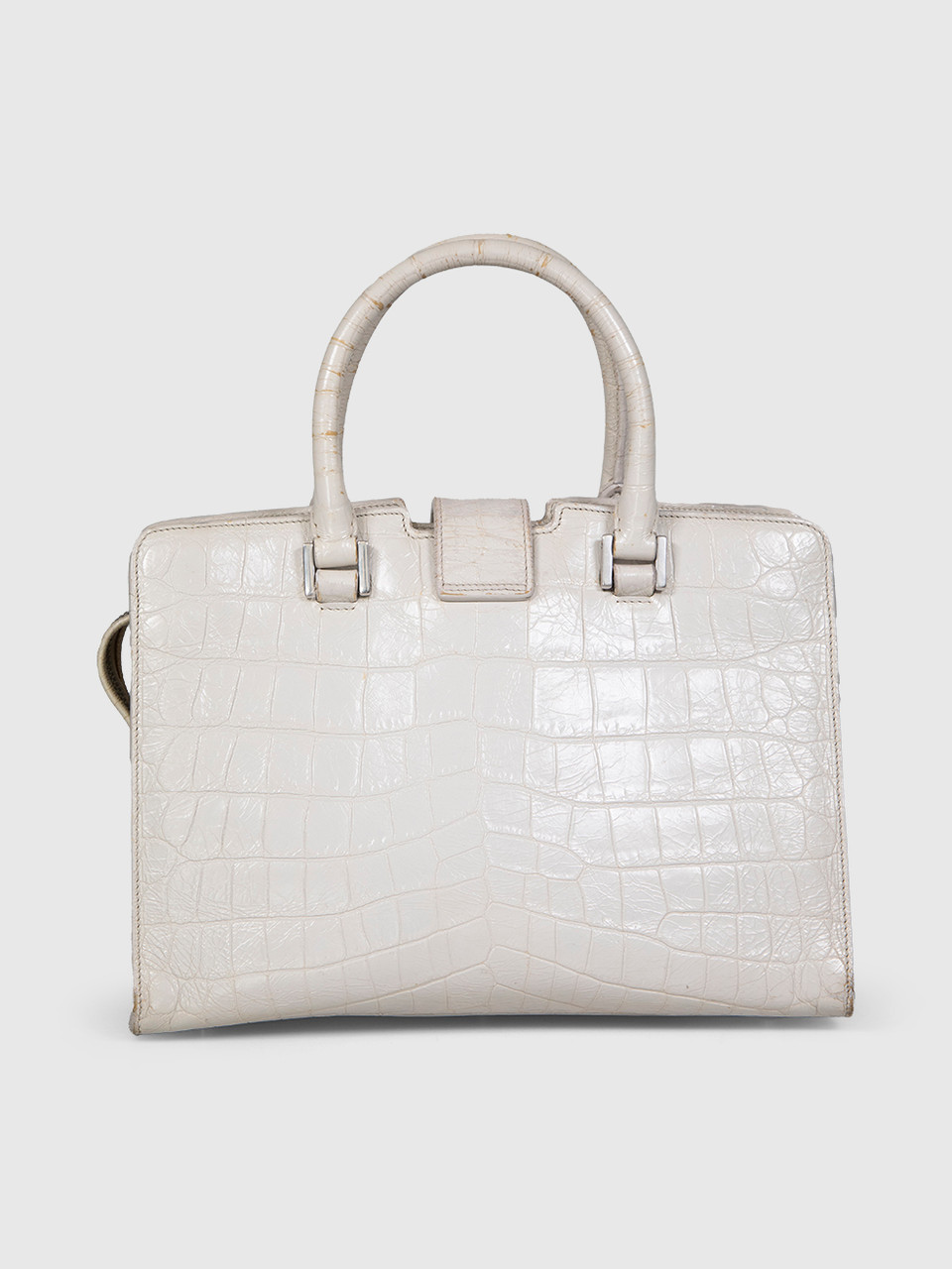 Saint Laurent Ecru Leather Embossed Baby Cabas