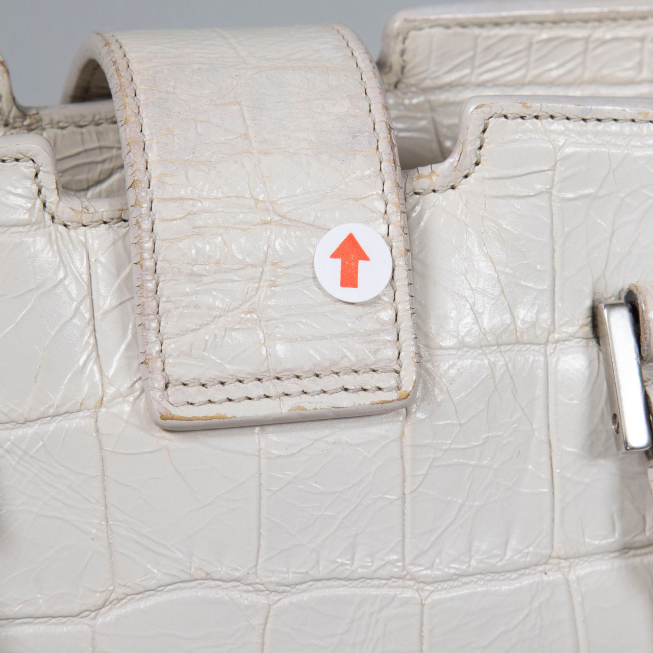 Saint Laurent Ecru Leather Embossed Baby Cabas