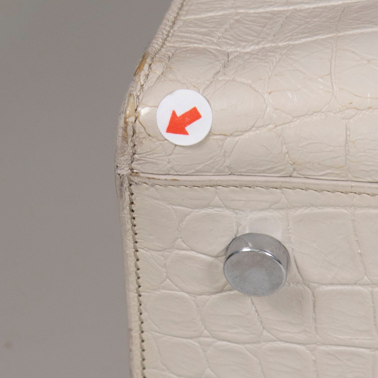 Saint Laurent Ecru Leather Embossed Baby Cabas