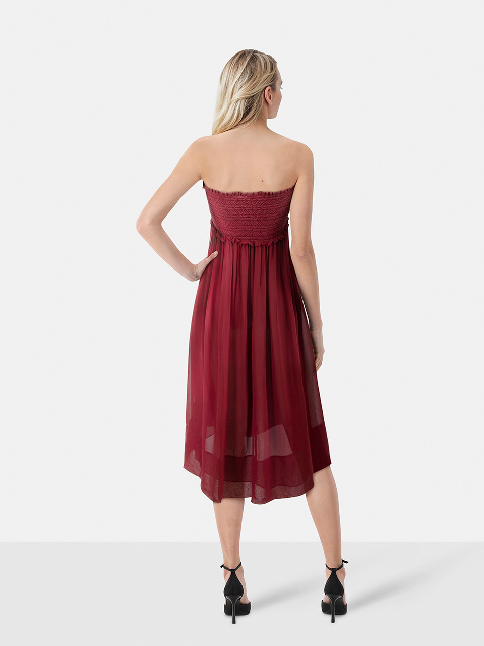 Isabel Marant Burgundy Strapless Silk Dress