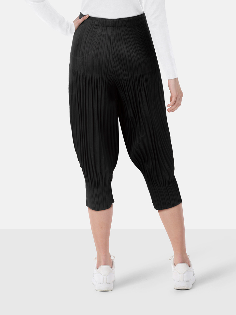 Issey Miyake Pleats Please Black Pleated Culotte Trousers