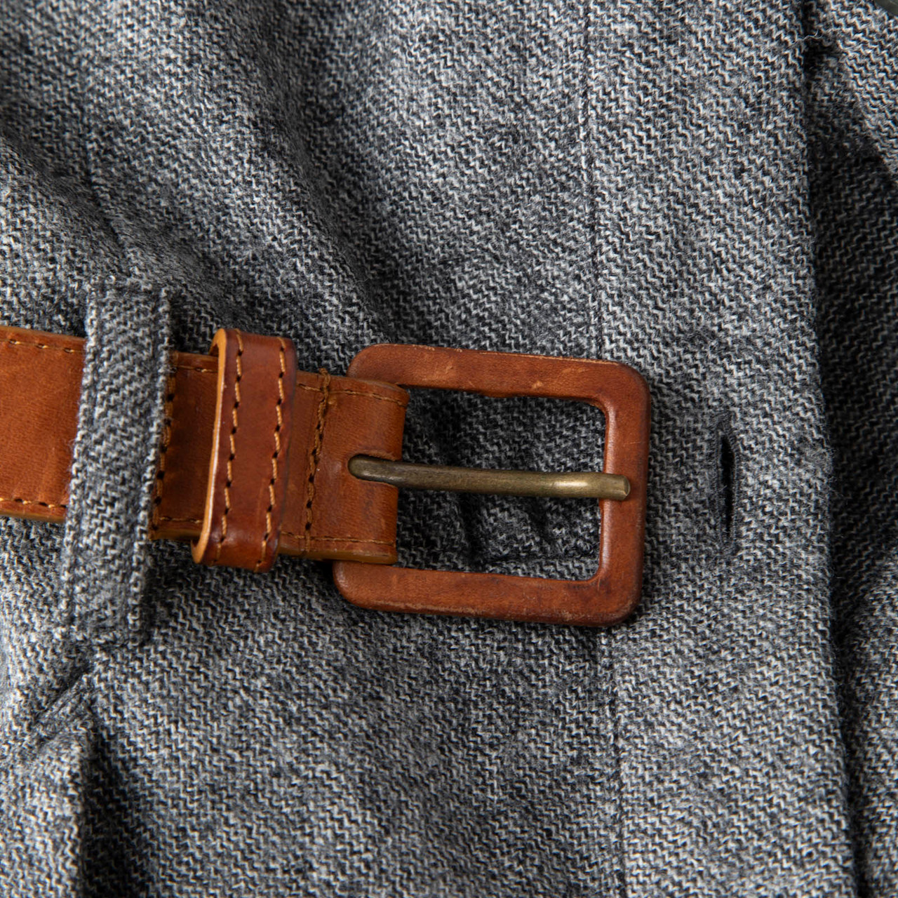 Alexander McQueen Grey Wool Belted Shirt Dress