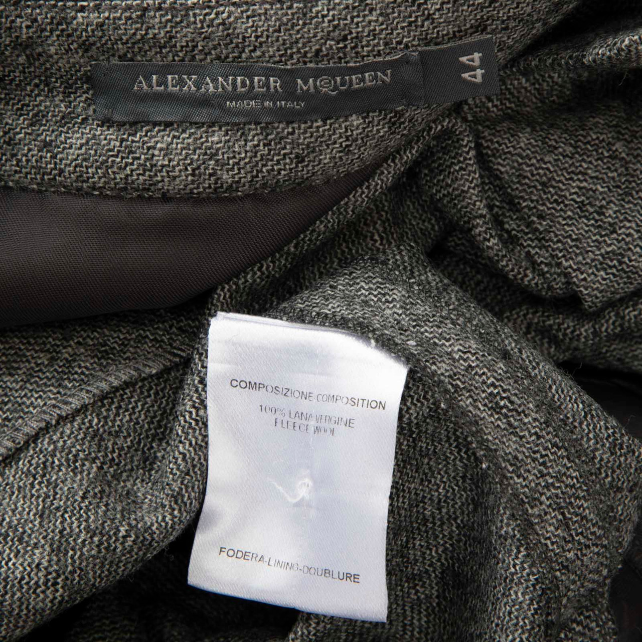 Alexander McQueen Grey Wool Belted Shirt Dress