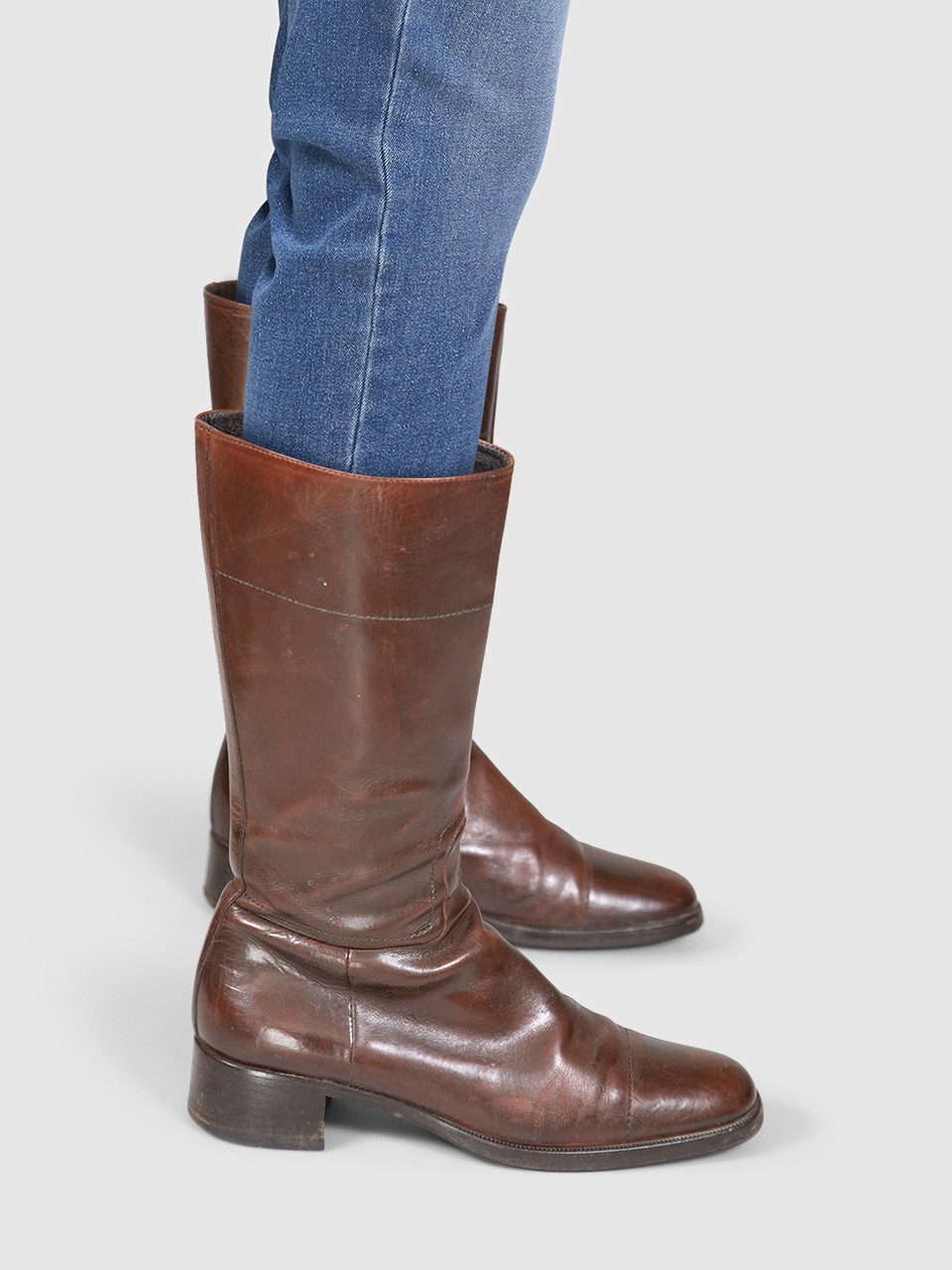 Jil Sander Brown Mid Calf Leather Boots