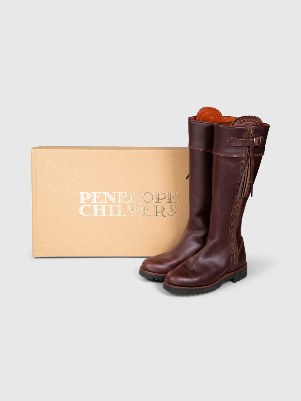 Penelope Chilvers Brown Leather Buckled Boots