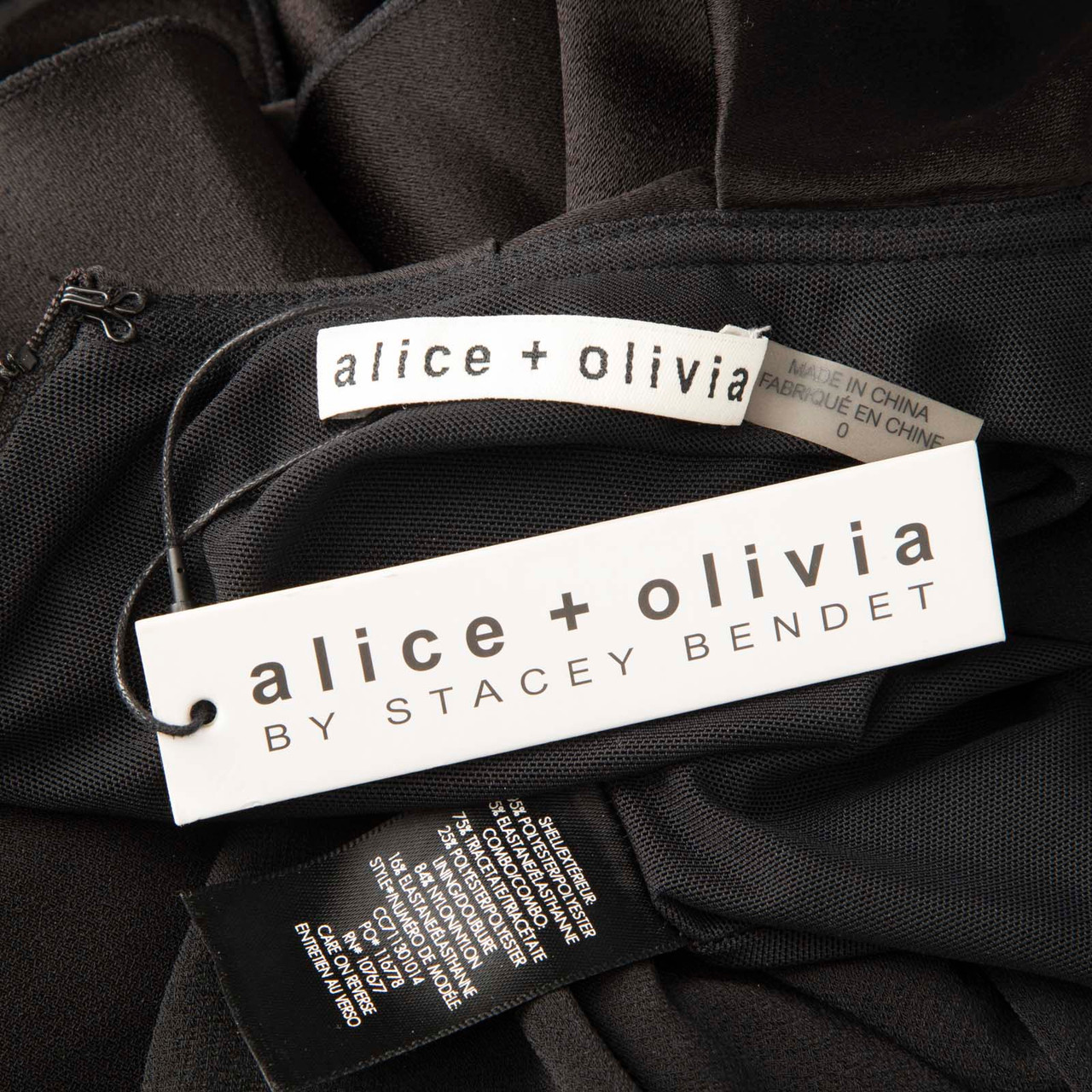 Alice + Olivia Black Ruffle Asymmetric Top