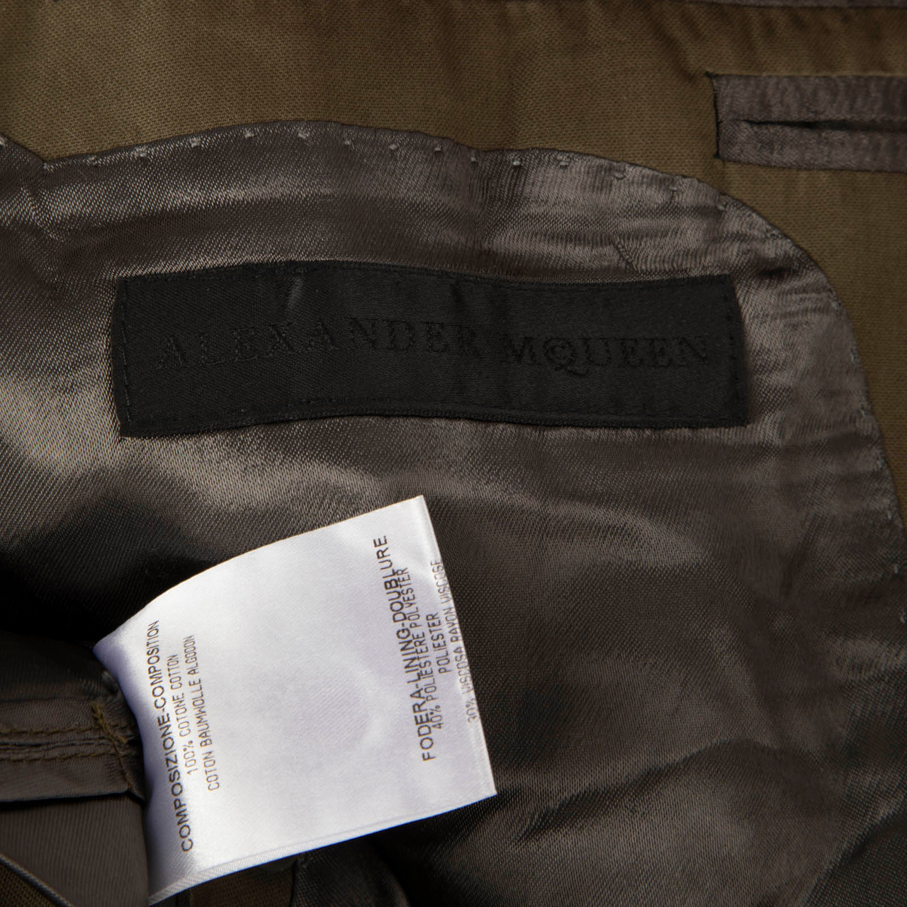 Alexander McQueen Khaki Single Breasted Blazer