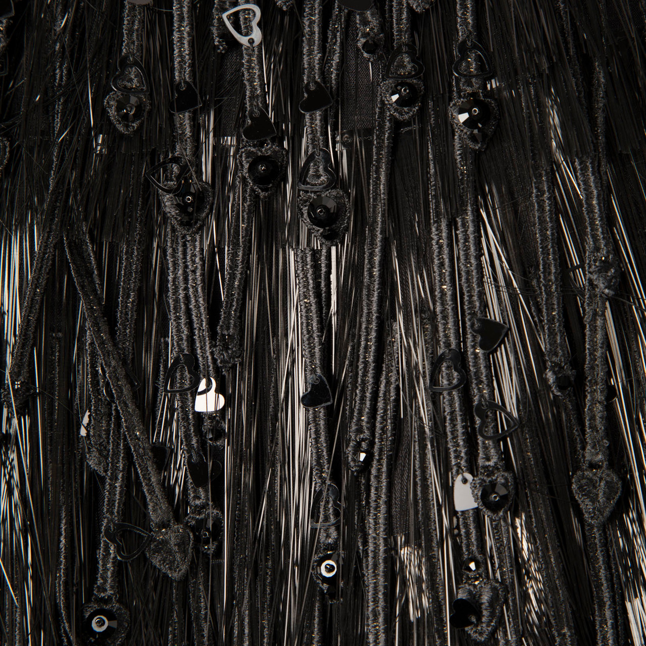 Caroline\'s Couture Black Heart Feather Maxi Skirt