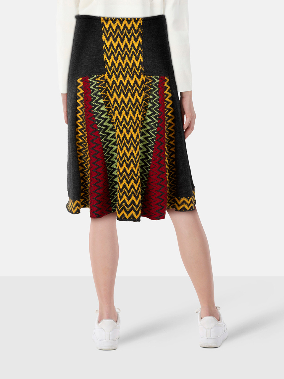Etro Zig Zag Pattern Wool Midi Skirt