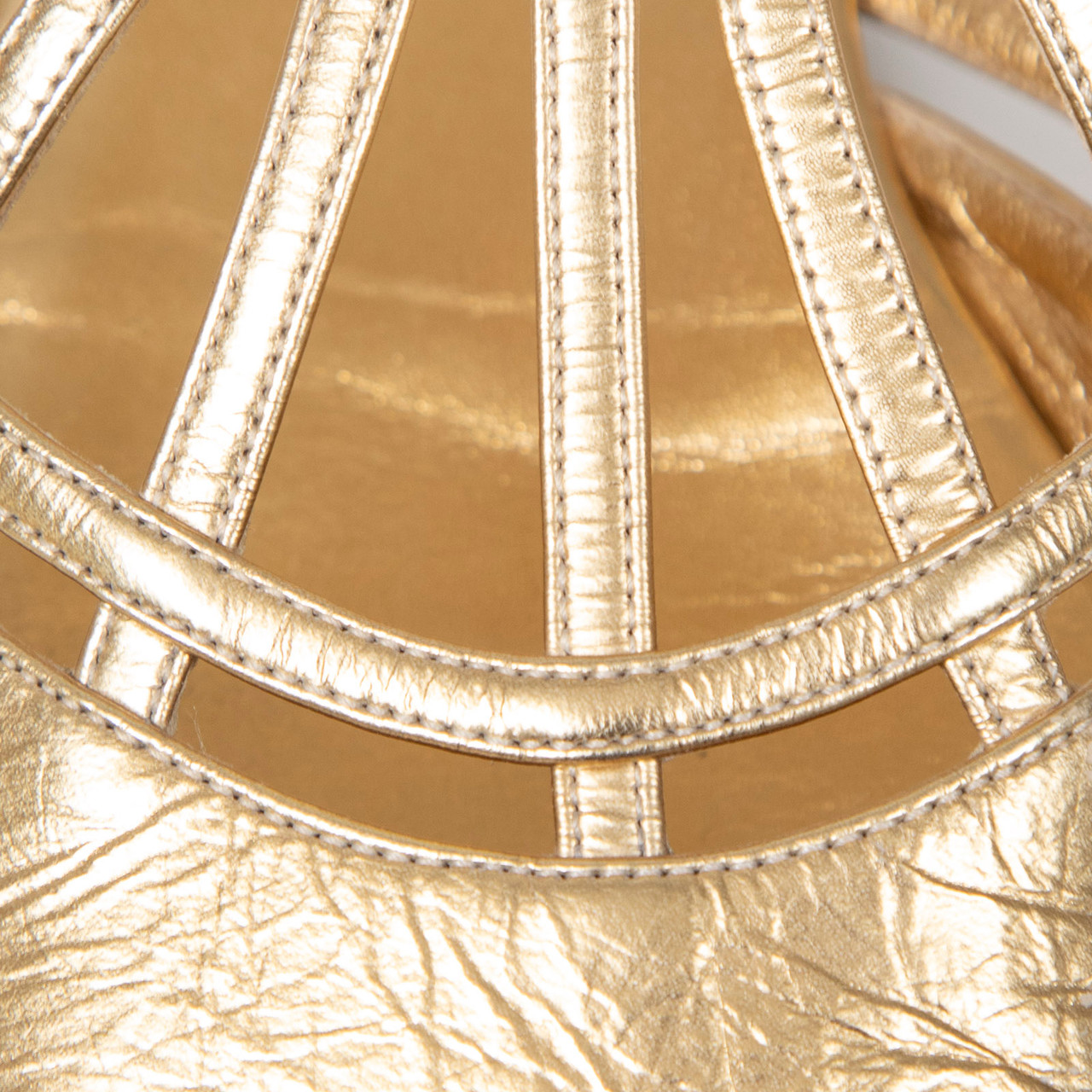 Chanel Gold Leather T-Strap Sandals