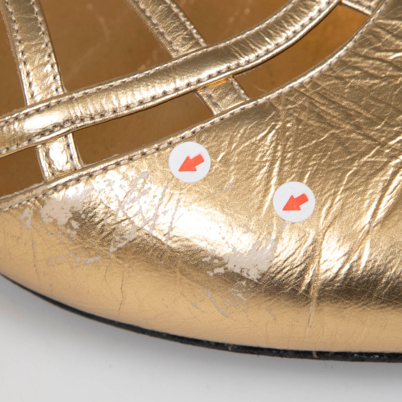 Chanel Gold Leather T-Strap Sandals