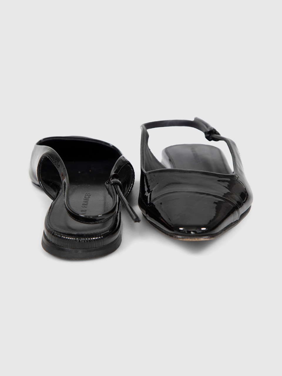 Dear Frances Black Patent Leather Slingbacks
