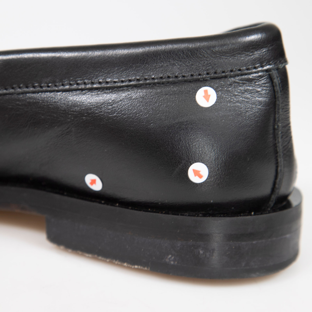 Dear Frances Black Leather Gold Buckle Loafers