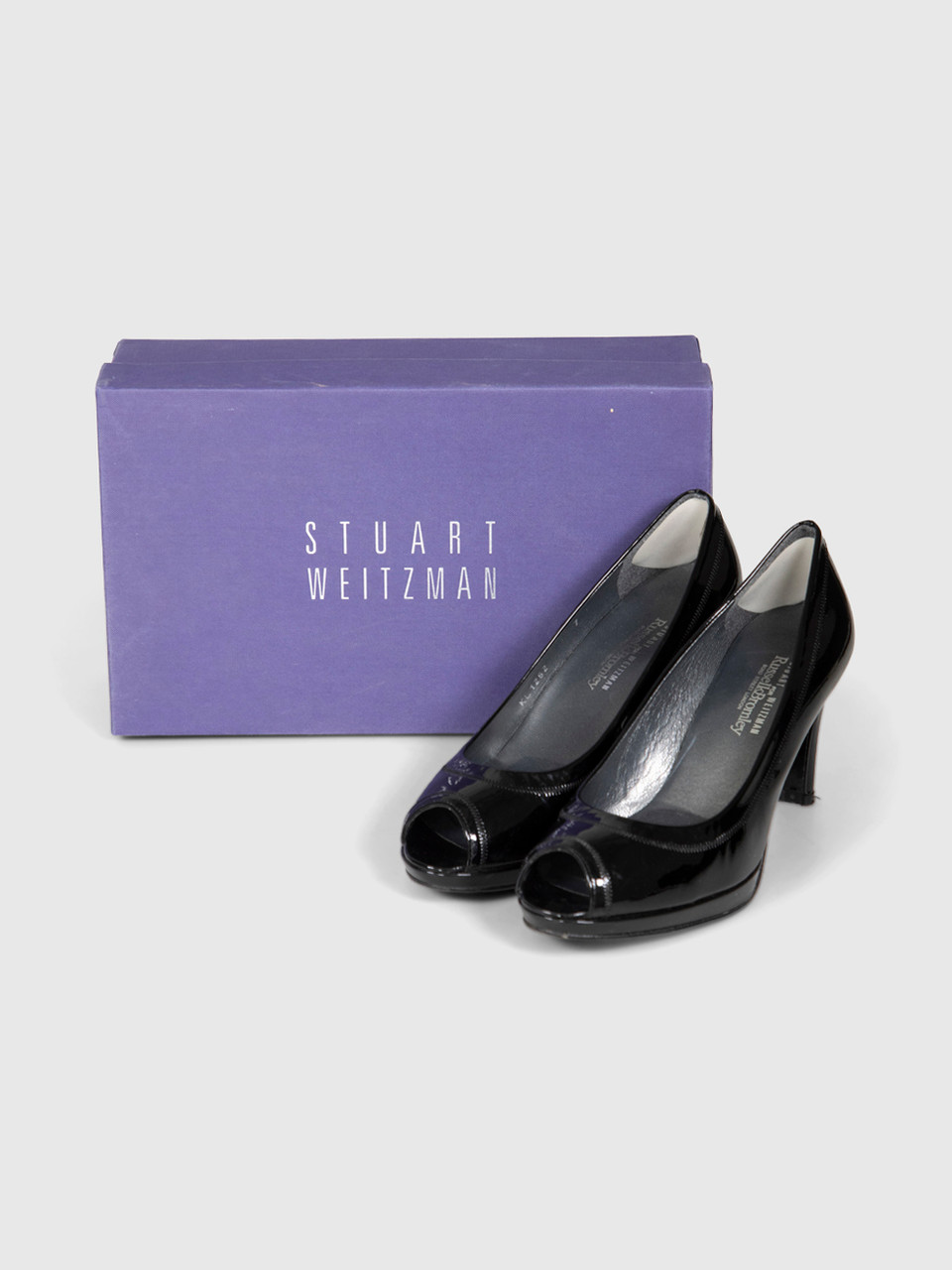 Stuart Weitzman Black Slip On Patent Heels