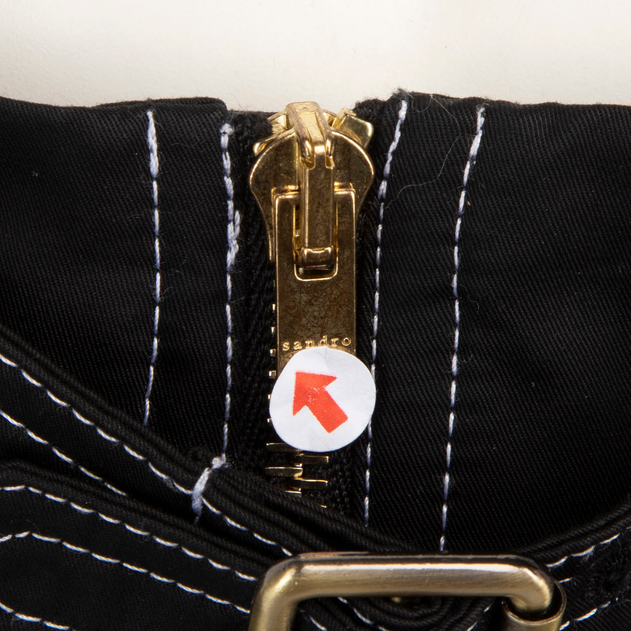 Sandro Black Contrast Stitch Belted Trousers