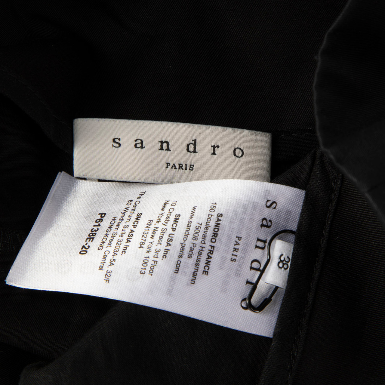 Sandro Black Contrast Stitch Belted Trousers